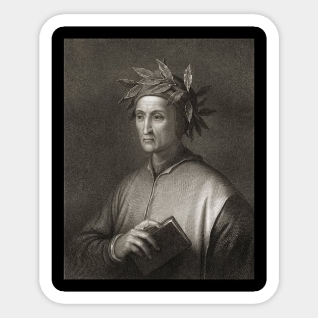 Dante Alighery Portrait Antique Sticker by WrittersQuotes